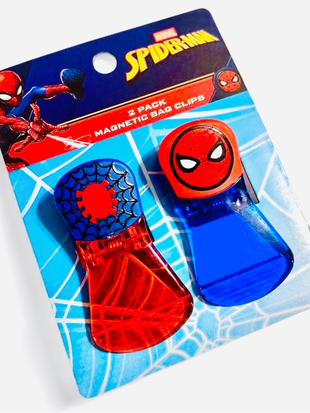 Marvel Spider-Man Kids Bag Clips - Red & Blue (2 Pack)